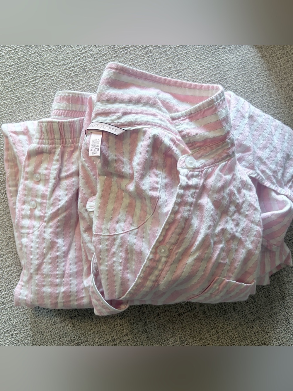 Victoria's Secret Pink and White Striped Pajama Set